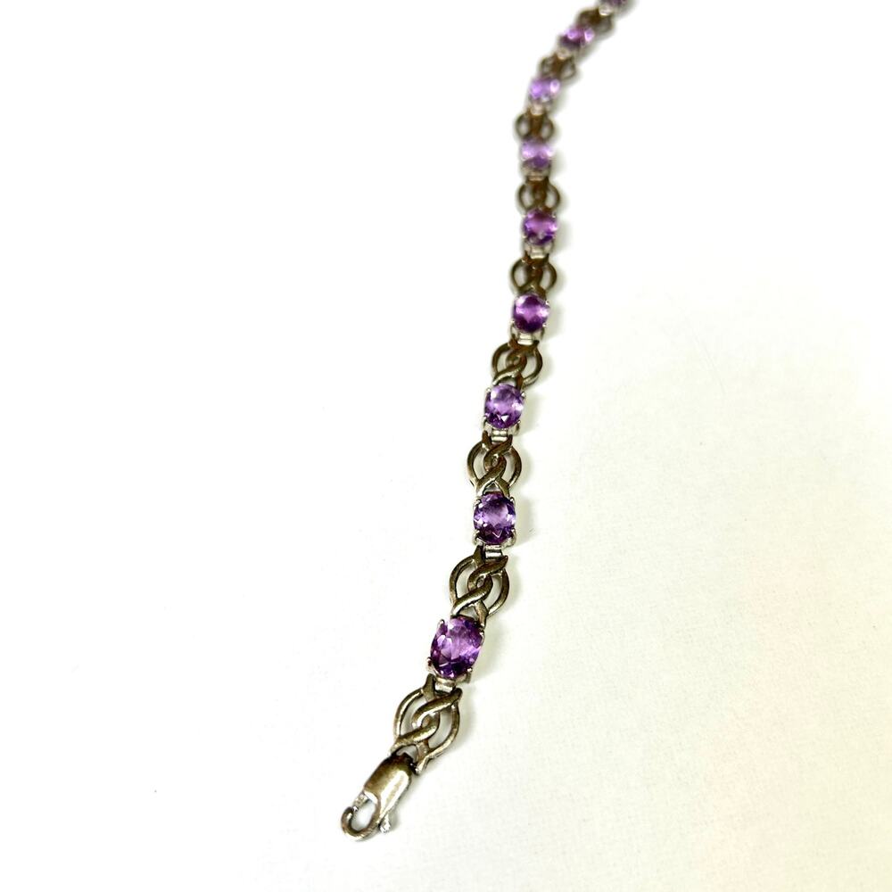 Vintage Amethyst 925 Sterling Silver Bracelet 7” unique